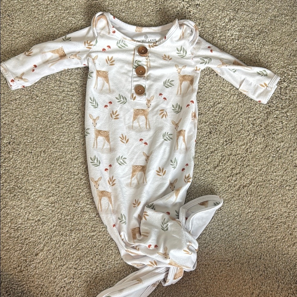 Caden Lane Baby One-Piece Gown with Deer Print